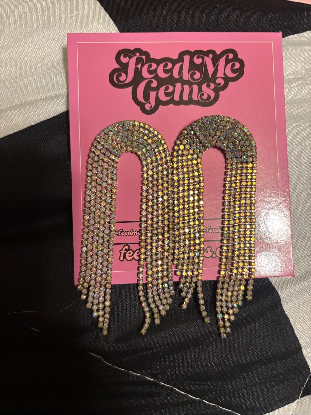 Feed Me Gems Iridescent Gold Fringe Drop Earrings
